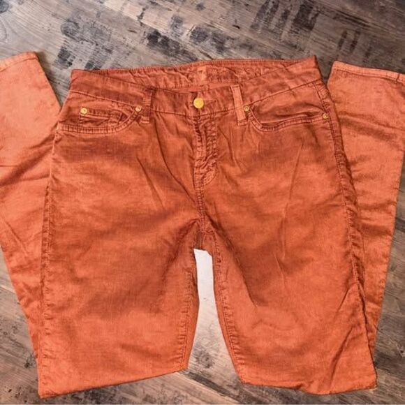 7 for All Mankind Corduroy Pants Rust Orange Slightly Worn Comfortble Size 30 - Picture 1 of 5